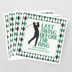 Last Swing Golf Country Club Bachelor Black Green Napkin