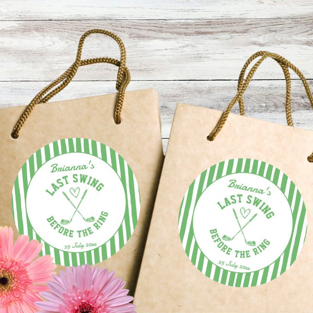 Last swing golf country club Bachelorette favour Classic Round Sticker (Last swing before the ring golf country club Bachelorette party  favor Sticker)