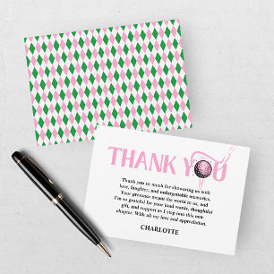 Last Swing Golf Pink Bachelorette Thank You Card