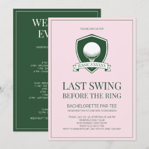 Last Swing Pink and Green Golf Bachelorette Party Invitation