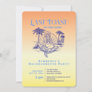 Last Toast Blue Cowgirl Mermaid Bachelorette Party Invitation