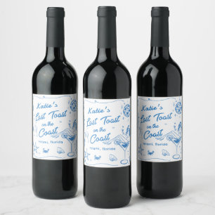 Last Toast Coast Beach Blue Bachelorette Party Wine Label