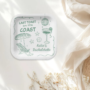 Last Toast Coast Beach Green Bachelorette Party Paper Plate