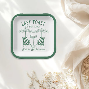 Last Toast Coast Green Bachelorette Party Paper Plate