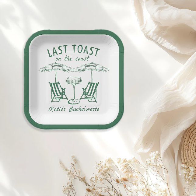 Last Toast Coast Green Bachelorette Party Paper Plate (Creator Uploaded)