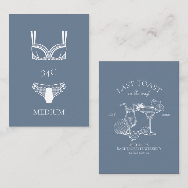 Last Toast Cocktail Bachelorette Party Panty Game Enclosure Card (Front/Back)