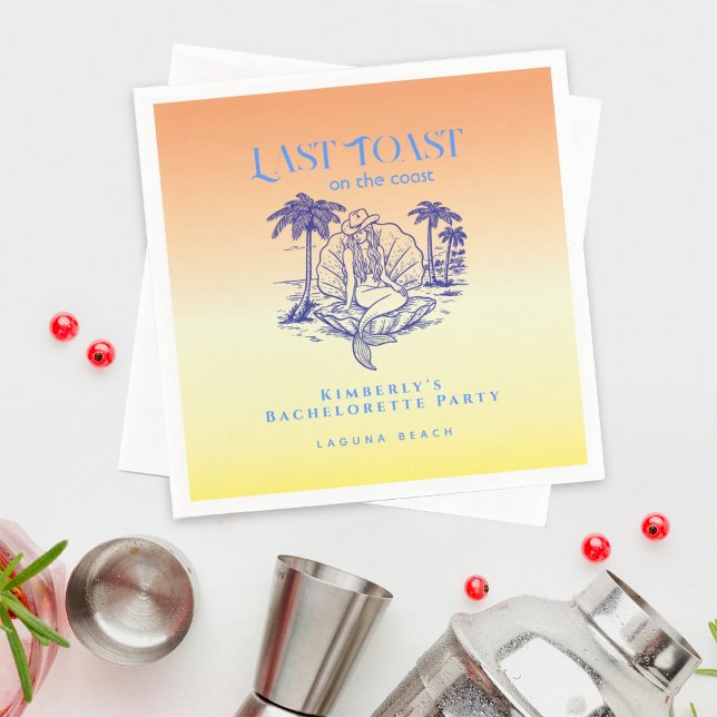 Last Toast Cowgirl Mermaid Costal Bachelorette  Napkin (Creator Uploaded)
