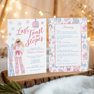 Last Toast on Slopes Bachelorette Party Itinerary Invitation