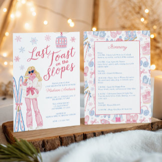Last Toast on Slopes Bachelorette Party Itinerary Invitation