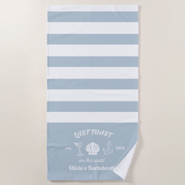 Last Toast On The Coast Bach Party Beach Towel (Front)