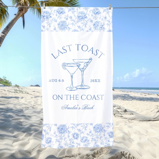 Last Toast on the Coast Bachelorette Beach Towel (Creator Uploaded)