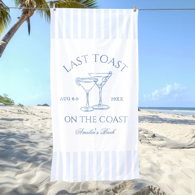 Last Toast on the Coast Bachelorette Beach Towel (Creator Uploaded)