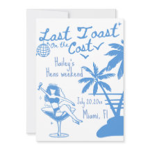 Last toast on the coast bachelorette invitation 