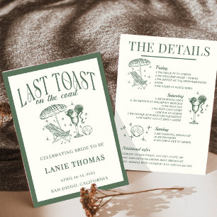 Last Toast on the Coast Bachelorette Itinerary Invitation
