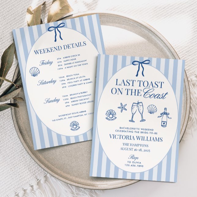 Last Toast on the Coast Bachelorette Itinerary Invitation (Creator Uploaded)