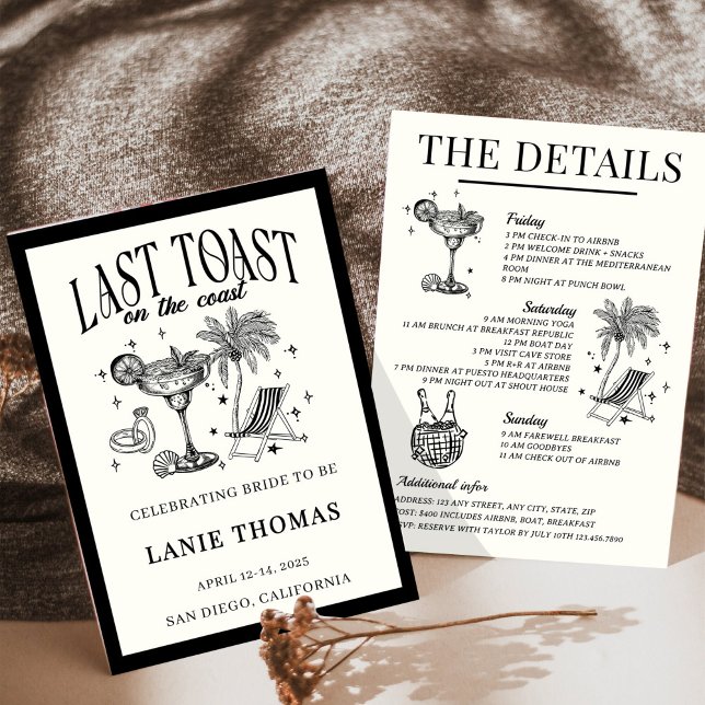 Last Toast on the Coast Bachelorette Itinerary Invitation (Creator Uploaded)