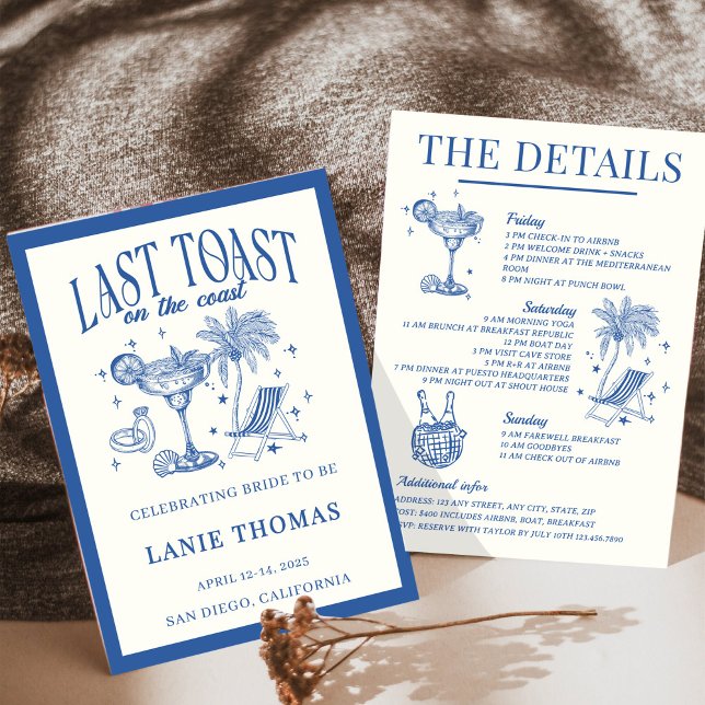 Last Toast on the Coast Bachelorette Itinerary Invitation (Creator Uploaded)