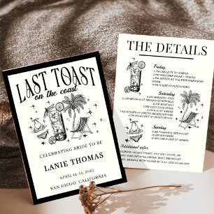 Last Toast on the Coast Bachelorette Itinerary Invitation