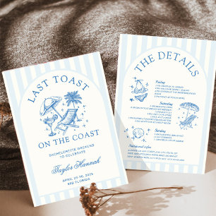 Last Toast on the Coast Bachelorette Itinerary Invitation