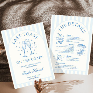 Last Toast on the Coast Bachelorette Itinerary Invitation