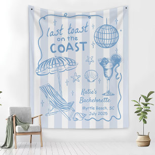 Last Toast On The Coast Bachelorette Party Banner Tapestry