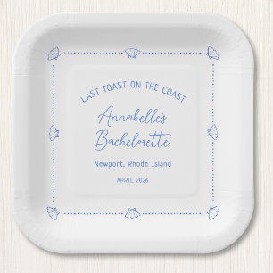 Last Toast on the Coast Bachelorette Party Blue Paper Plate
