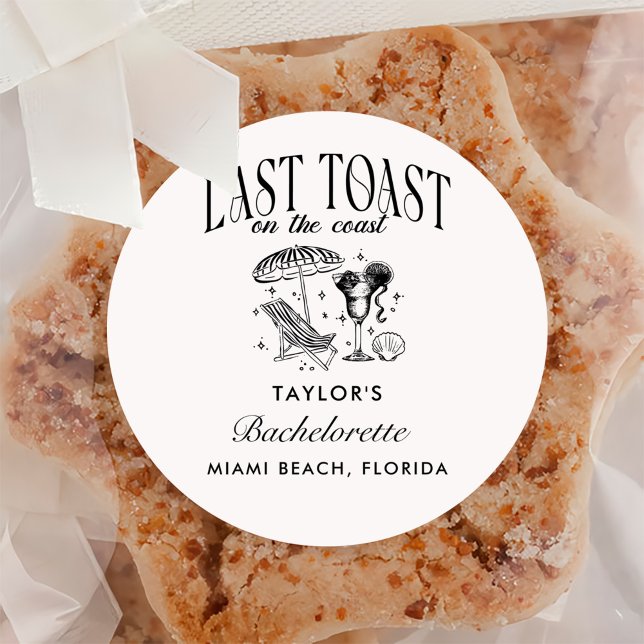 Last Toast on the Coast Bachelorette Party Classic Round Sticker (Creator Uploaded)