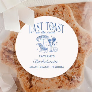 Last Toast on the Coast Bachelorette Party Classic Round Sticker