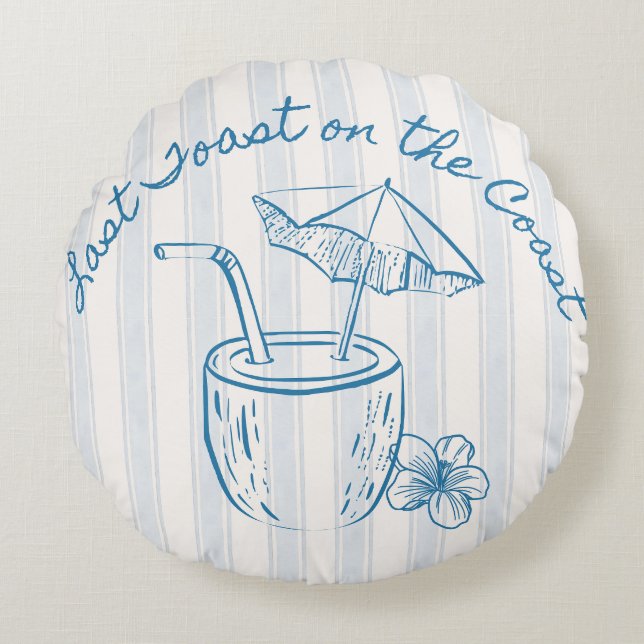 Last Toast on the Coast Bachelorette Party Design  Round Cushion (Front)