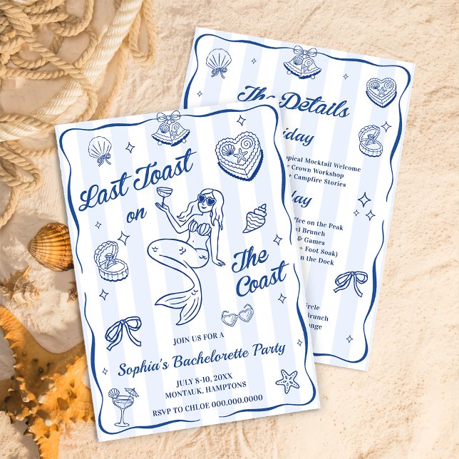 Last Toast On The Coast Bachelorette Party Invitation (Creator Uploaded)
