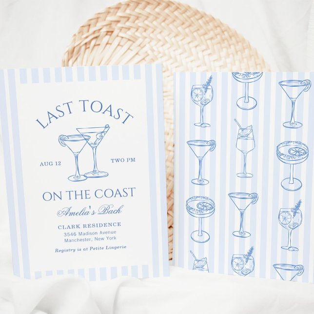 Last Toast On The Coast Bachelorette Party Invitation (Creator Uploaded)