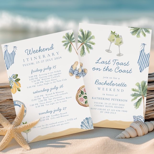 Last Toast on the Coast Bachelorette Party Invitation (Creator Uploaded)