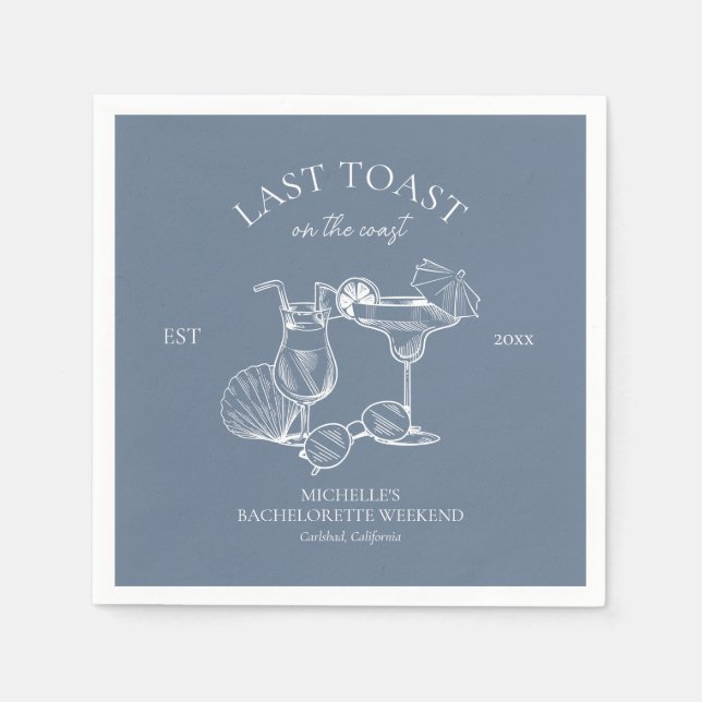 Last Toast On The Coast Bachelorette Party Napkin (Front)