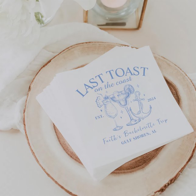 Last Toast On The Coast Bachelorette Party Napkin (Creator Uploaded)