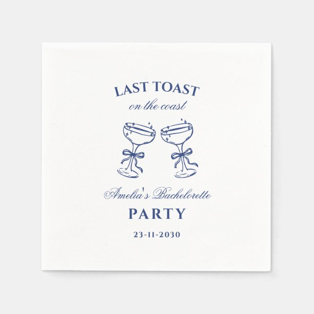 Last Toast on the Coast Bachelorette Party Napkins (Front)