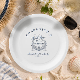 Last Toast on the Coast! Bachelorette Party Paper Plate