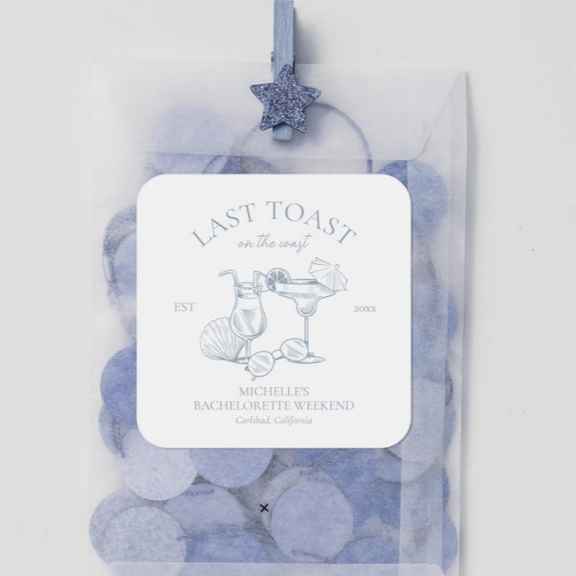 Last Toast On The Coast Bachelorette Party Square Sticker (Creator Uploaded)