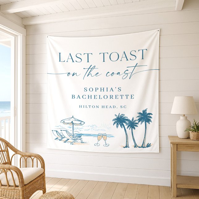 Last Toast on the Coast Bachelorette Tapestry (Creator Uploaded)