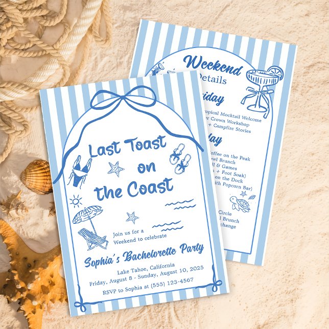Last Toast On The Coast Bachelorette Weekend  Invitation (Creator Uploaded)