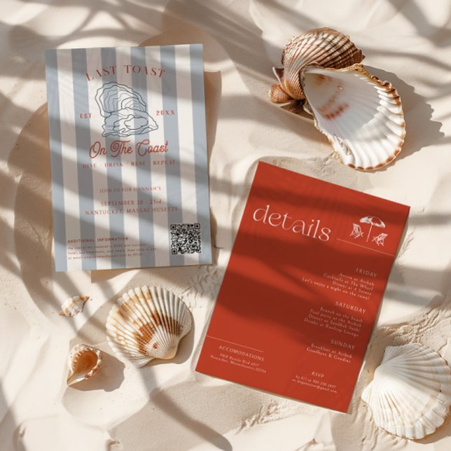 Last Toast on the Coast Bachelorette Weekend  Invitation (Creator Uploaded)