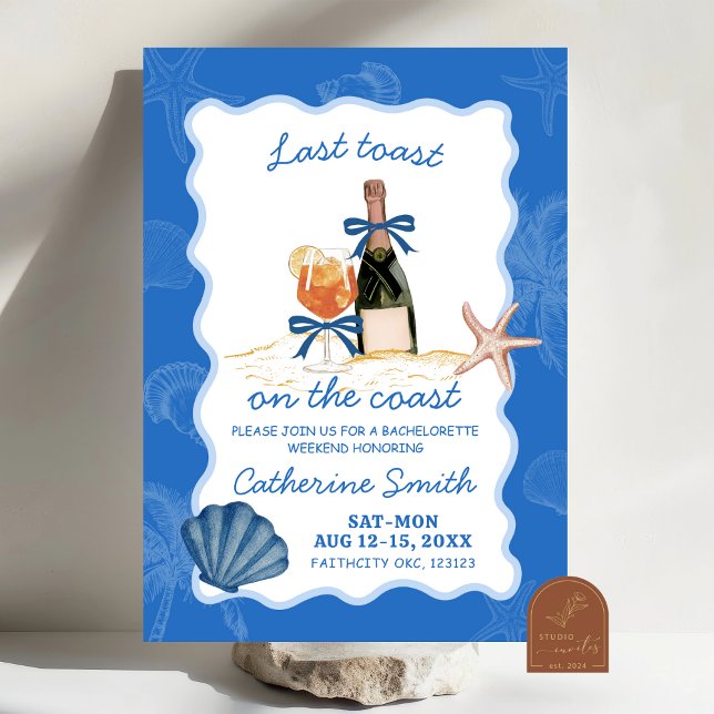 Last Toast On The Coast Bachelorette Weekend Invitation (Creator Uploaded)