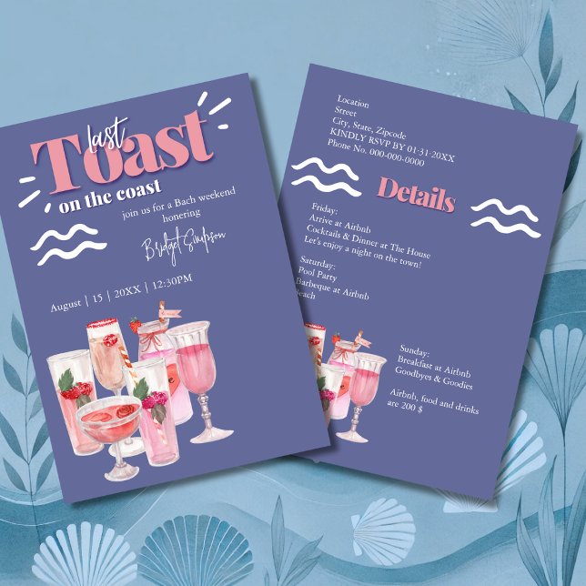 last toast on the coast bachelorette weekend invitation (Creator Uploaded)