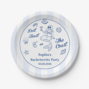 Last Toast On The Coast Bachelorette Weekend Paper Plate
