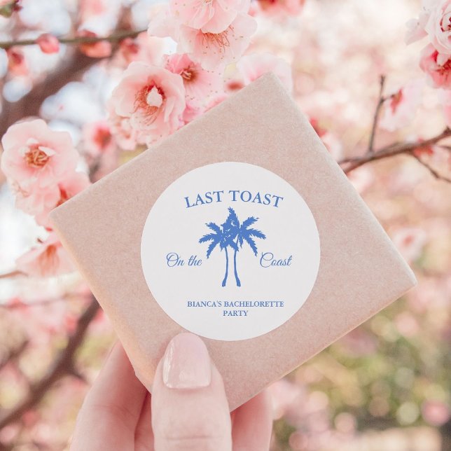Last Toast on the Coast Bachelorette Weekend Party Classic Round Sticker (Creator Uploaded)