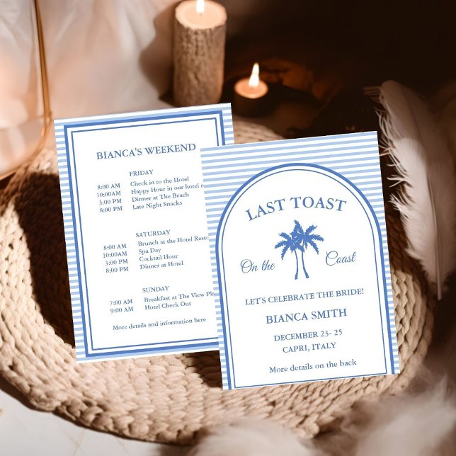 Last Toast on the Coast Bachelorette Weekend Party Invitation (Creator Uploaded)