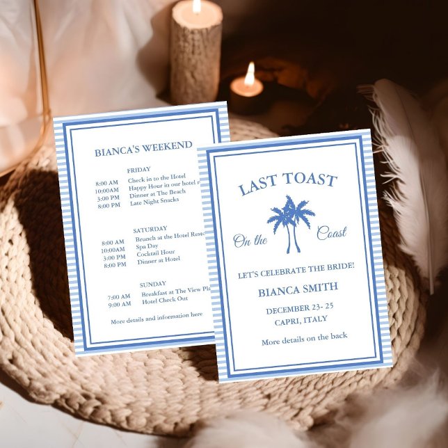 Last Toast on the Coast Bachelorette Weekend Party Invitation (Creator Uploaded)