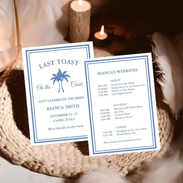 Last Toast on the Coast Bachelorette Weekend Party Invitation (Creator Uploaded)