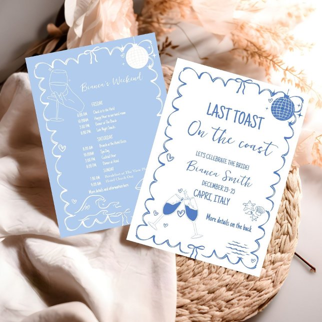 Last Toast on the Coast Bachelorette Weekend Party Invitation (Creator Uploaded)