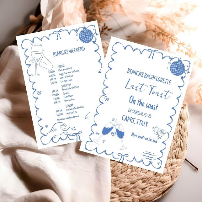 Last Toast on the Coast Bachelorette Weekend Party Invitation (Creator Uploaded)