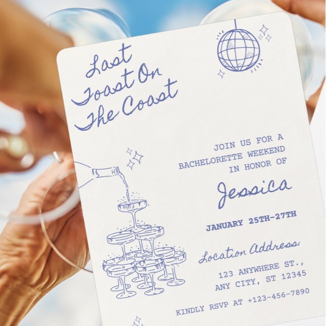Last Toast On The Coast Bachelorette Weekend Party Invitation (Creator Uploaded)